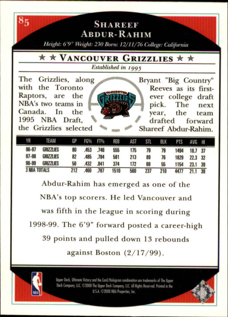 1999/2000 Ultimate Victory (Upper Deck) Basketball - Picture 143 of 169