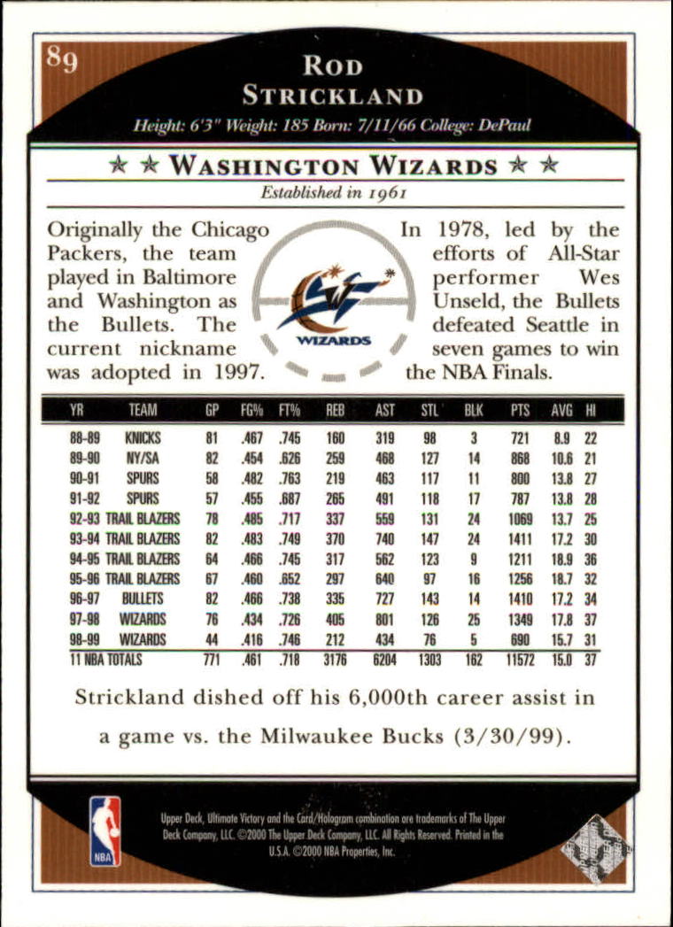 1999/2000 Ultimate Victory (Upper Deck) Basketball - Picture 151 of 169