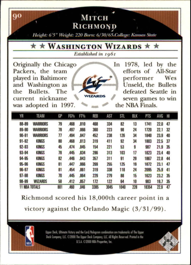 1999/2000 Ultimate Victory (Upper Deck) Basketball - Picture 153 of 169