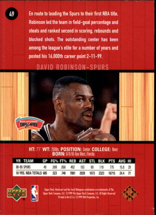 1999/2000 Hardcourt (Upper Deck) Basketball - Picture 29 of 57