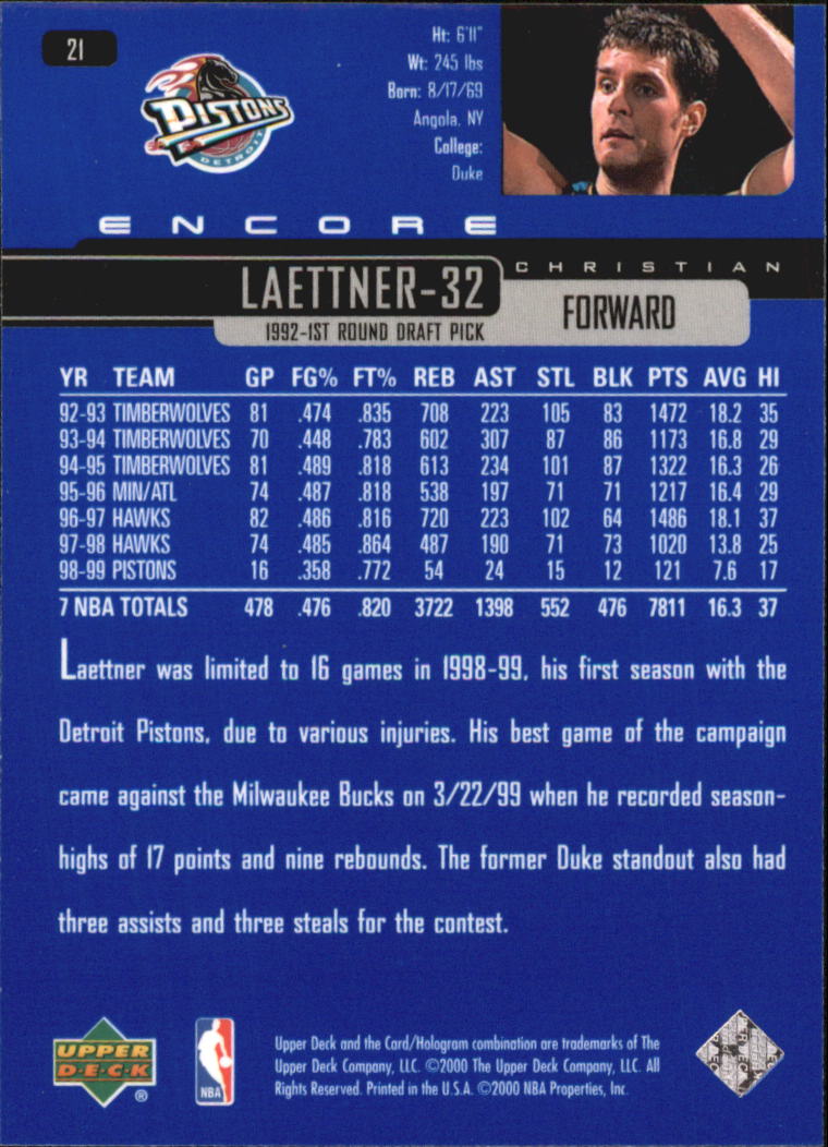 1999/2000 Encore (Upper Deck) Basketball - Picture 39 of 203