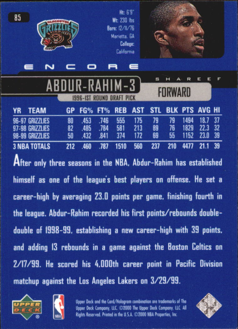 1999/2000 Encore (Upper Deck) Basketball - Picture 161 of 203