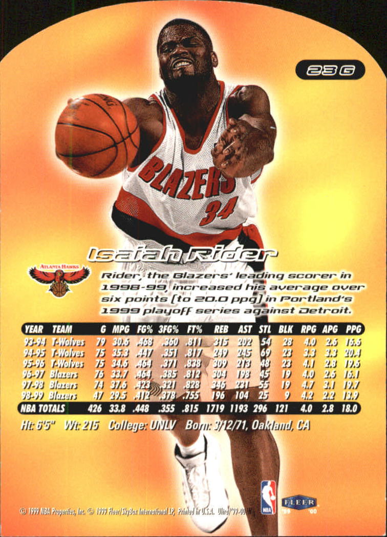 1999/2000 Ultra (Fleer) Basketball Part 2 Parallel and Insert Cards - Picture 23 of 151