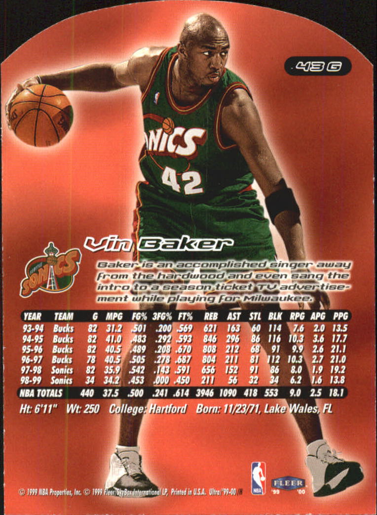 1999/2000 Ultra (Fleer) Basketball Part 2 Parallel and Insert Cards - Picture 45 of 151