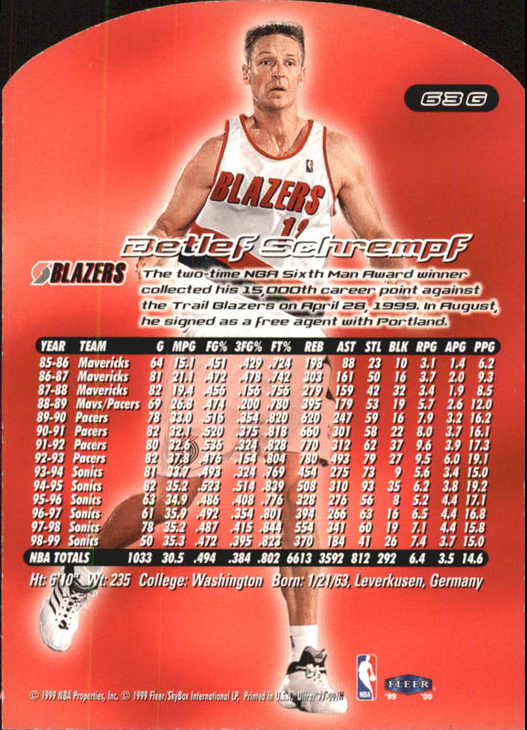 1999/2000 Ultra (Fleer) Basketball Part 2 Parallel and Insert Cards - Picture 61 of 151