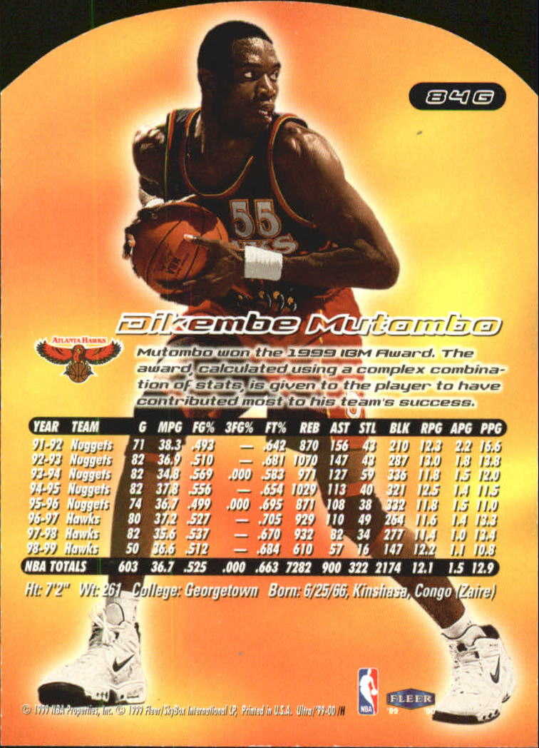 1999/2000 Ultra (Fleer) Basketball Part 2 Parallel and Insert Cards - Picture 85 of 151