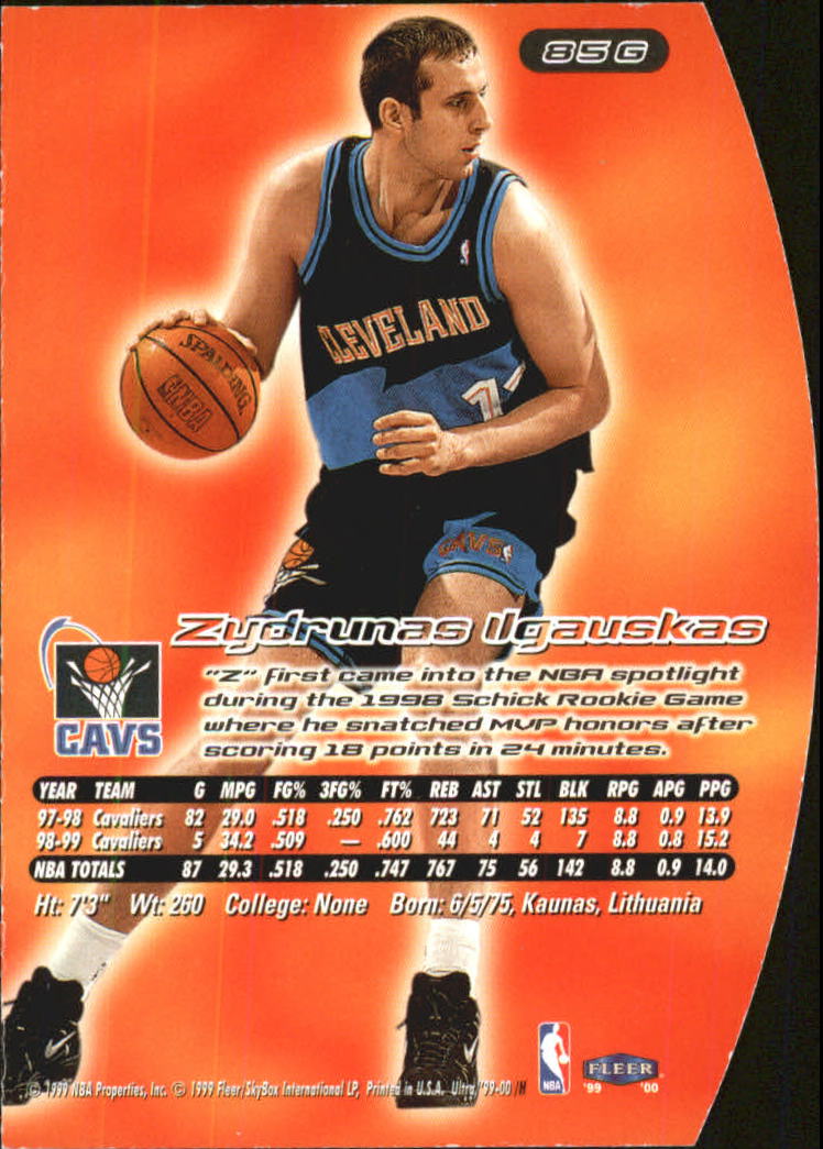 1999/2000 Ultra (Fleer) Basketball Part 2 Parallel and Insert Cards - Picture 87 of 151