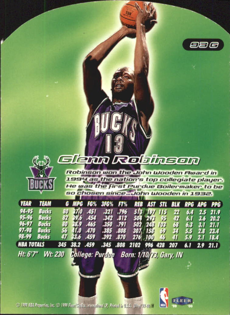 1999/2000 Ultra (Fleer) Basketball Part 2 Parallel and Insert Cards - Picture 95 of 151
