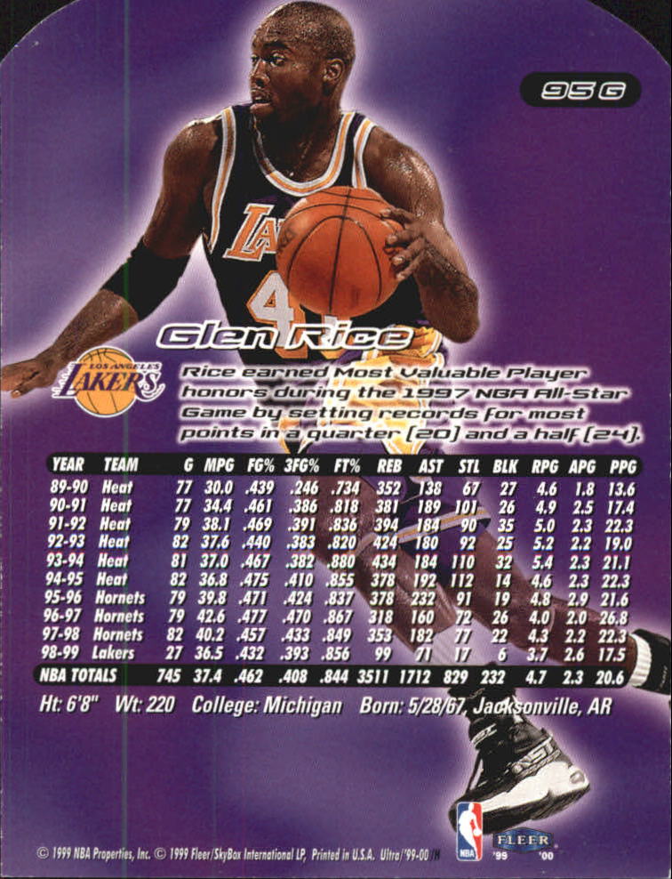 1999/2000 Ultra (Fleer) Basketball Part 2 Parallel and Insert Cards - Picture 99 of 151