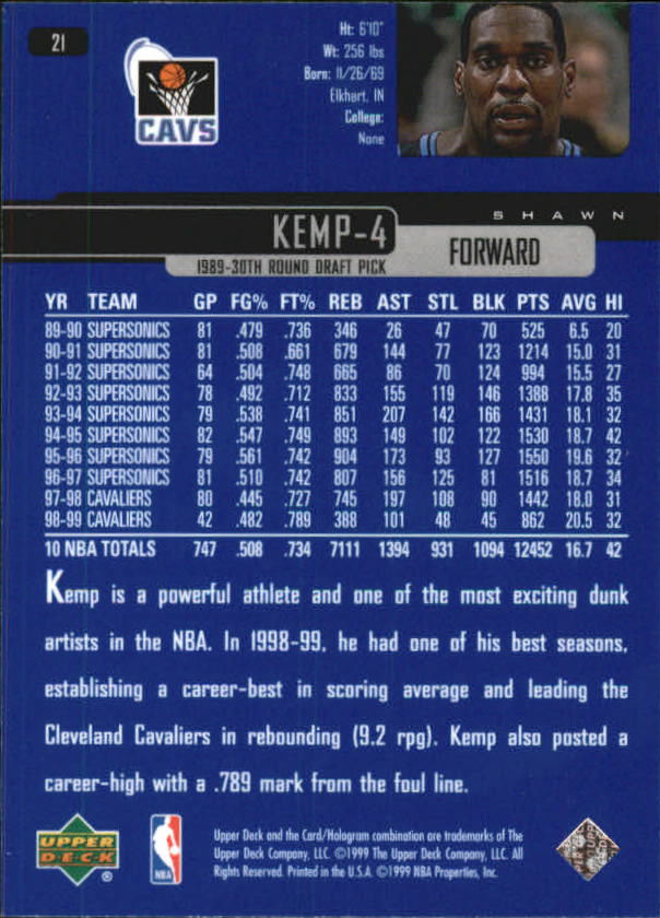1999/2000 Upper Deck Basketball Part 1 Main Set - Picture 43 of 458