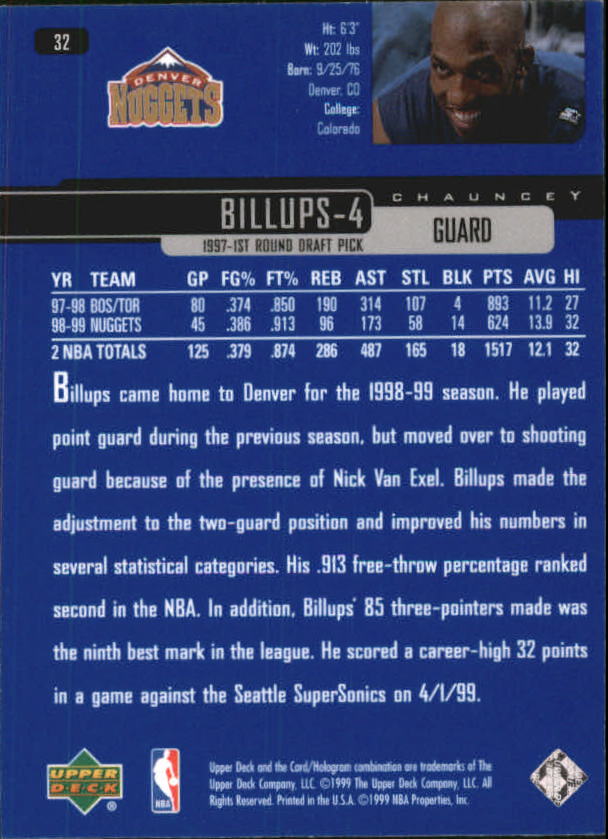 1999/2000 Upper Deck Basketball Part 1 Main Set - Picture 65 of 458