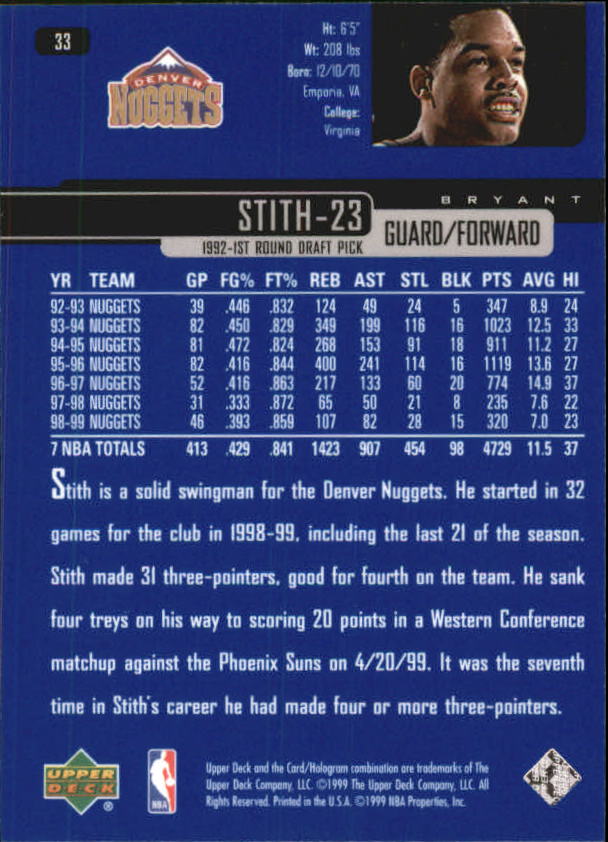 1999/2000 Upper Deck Basketball Part 1 Main Set - Picture 67 of 458