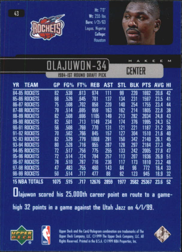 1999/2000 Upper Deck Basketball Part 1 Main Set - Picture 87 of 458