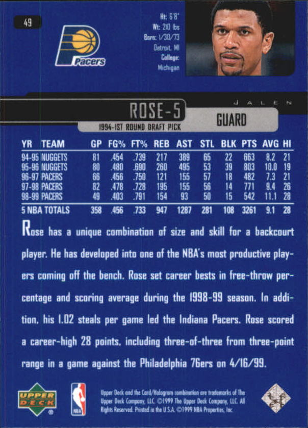 1999/2000 Upper Deck Basketball Part 1 Main Set - Picture 99 of 458