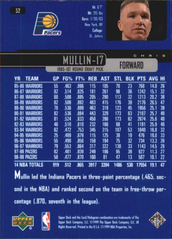 1999/2000 Upper Deck Basketball Part 1 Main Set - Picture 105 of 458