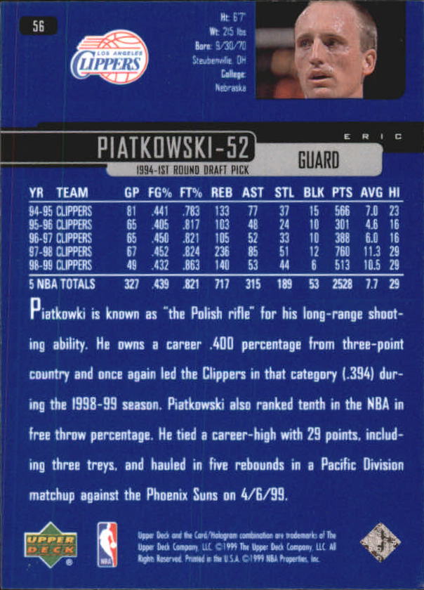 1999/2000 Upper Deck Basketball Part 1 Main Set - Picture 113 of 458