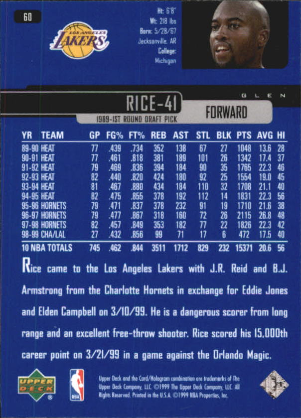 1999/2000 Upper Deck Basketball Part 1 Main Set - Picture 121 of 458