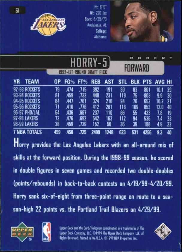 1999/2000 Upper Deck Basketball Part 1 Main Set - Picture 123 of 458