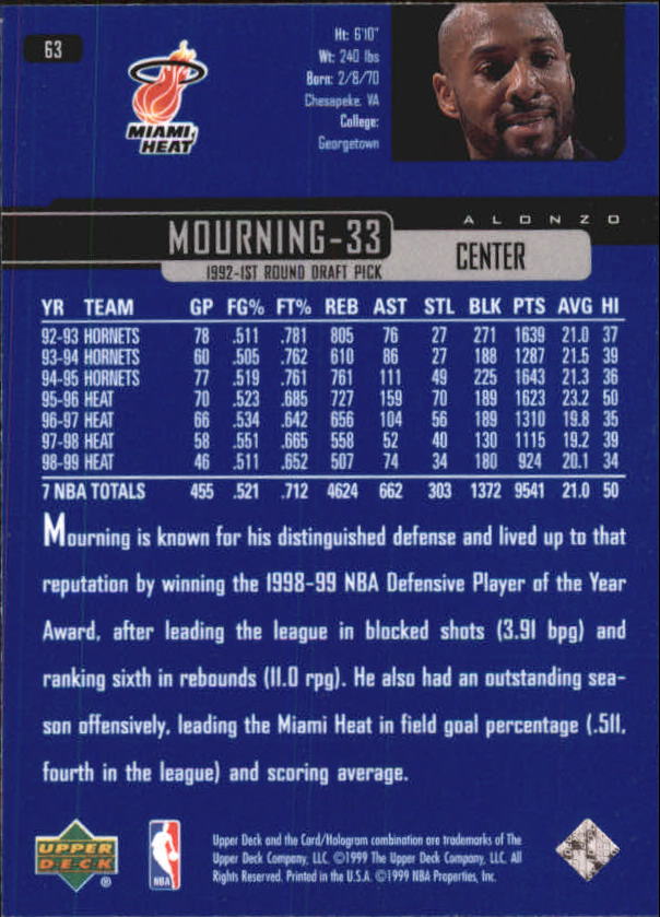 1999/2000 Upper Deck Basketball Part 1 Main Set - Picture 127 of 458