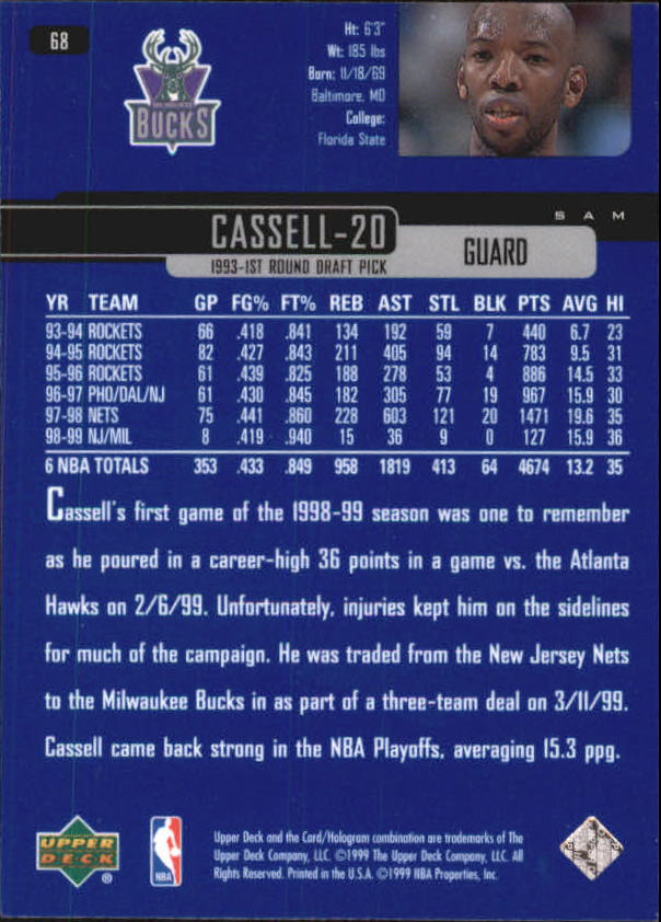 1999/2000 Upper Deck Basketball Part 1 Main Set - Picture 137 of 458