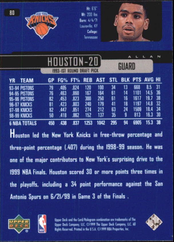 1999/2000 Upper Deck Basketball Part 1 Main Set - Picture 160 of 458