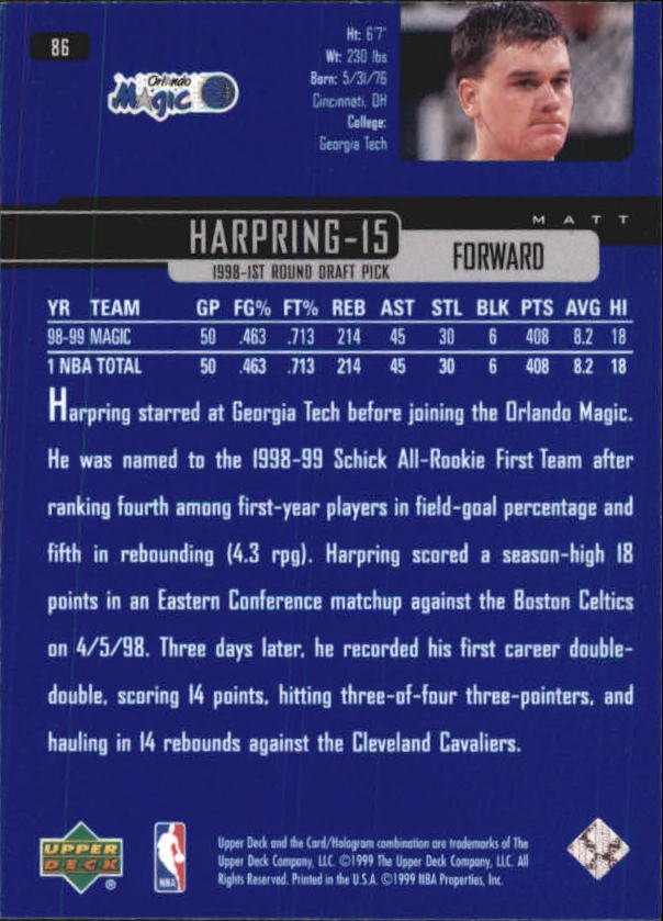1999/2000 Upper Deck Basketball Part 1 Main Set - Picture 172 of 458