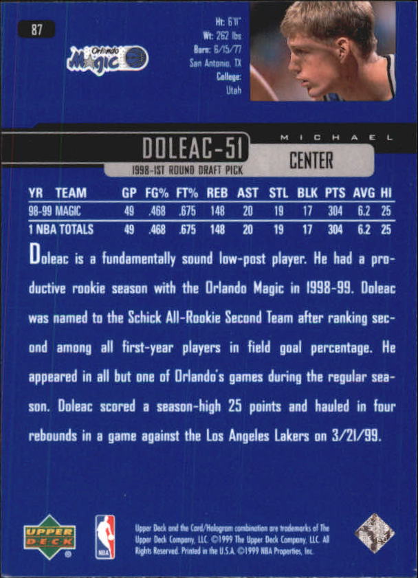 1999/2000 Upper Deck Basketball Part 1 Main Set - Picture 174 of 458