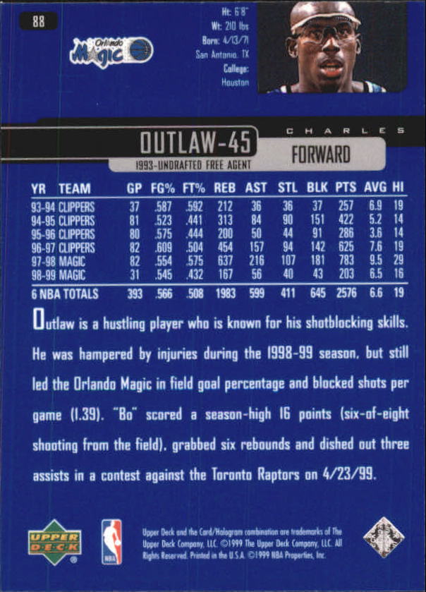 1999/2000 Upper Deck Basketball Part 1 Main Set - Picture 176 of 458