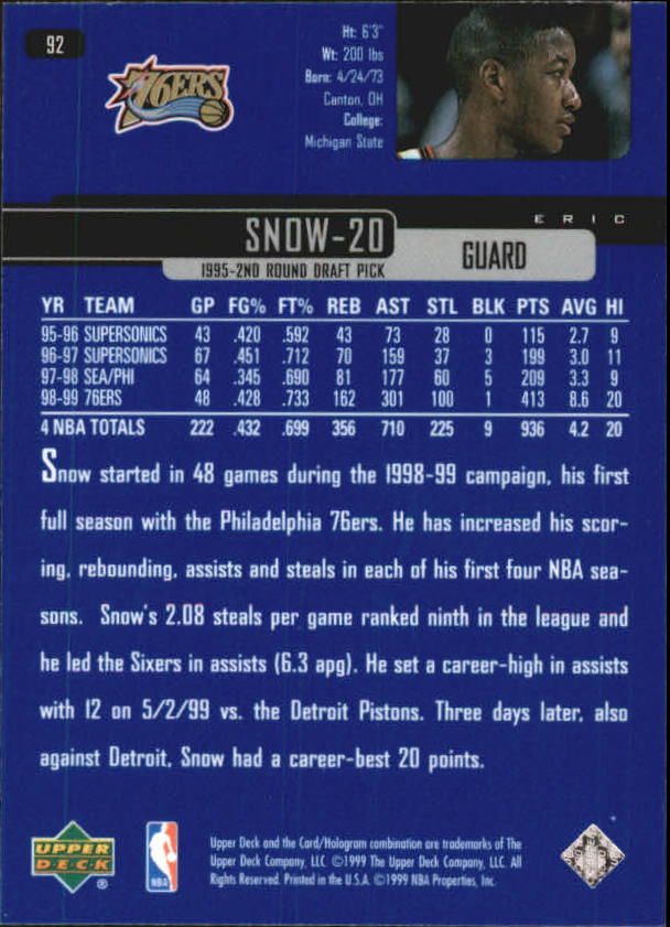1999/2000 Upper Deck Basketball Part 1 Main Set - Picture 184 of 458
