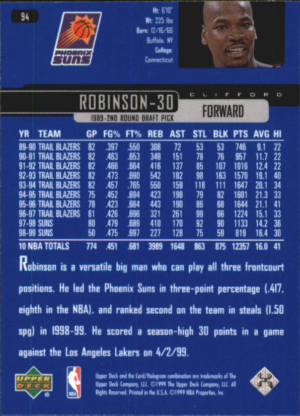 1999/2000 Upper Deck Basketball Part 1 Main Set - Picture 188 of 458
