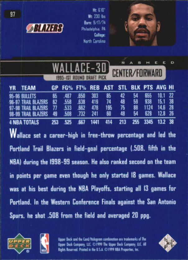 1999/2000 Upper Deck Basketball Part 1 Main Set - Picture 194 of 458