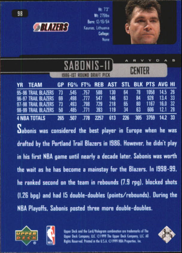 1999/2000 Upper Deck Basketball Part 1 Main Set - Picture 196 of 458