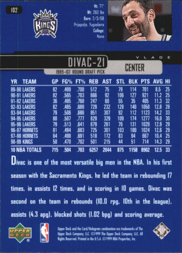 1999/2000 Upper Deck Basketball Part 1 Main Set - Picture 204 of 458