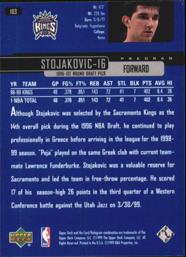 1999/2000 Upper Deck Basketball Part 1 Main Set - Picture 206 of 458