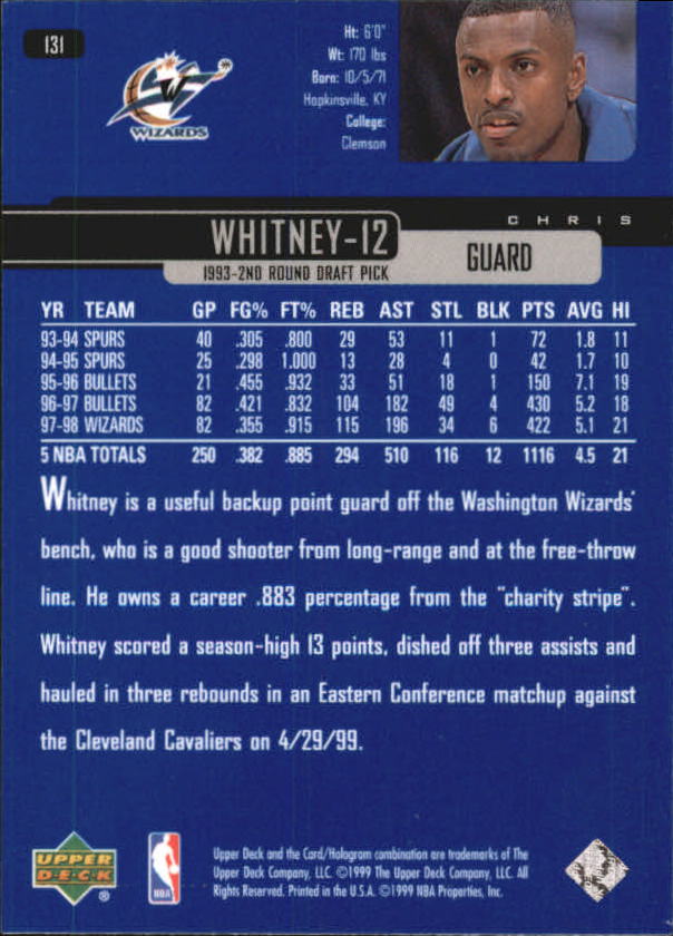 1999/2000 Upper Deck Basketball Part 1 Main Set - Picture 262 of 458