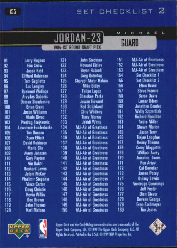 1999/2000 Upper Deck Basketball Part 1 Main Set - Picture 282 of 458