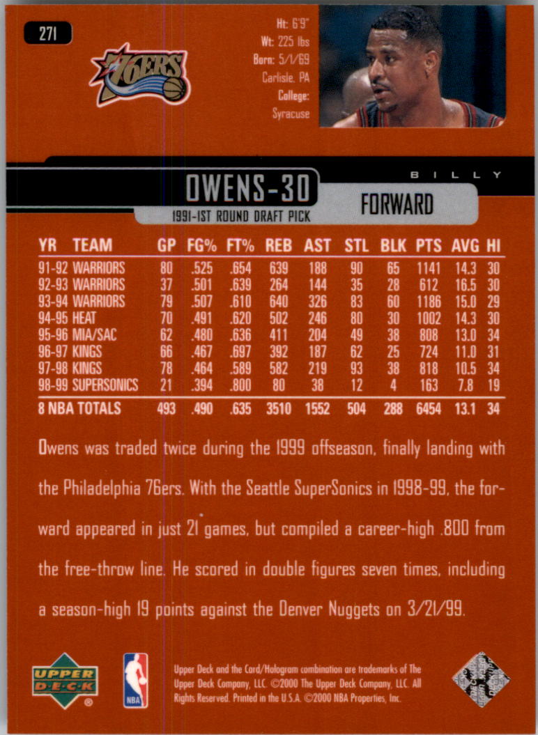 1999/2000 Upper Deck Basketball Part 1 Main Set - Picture 396 of 458