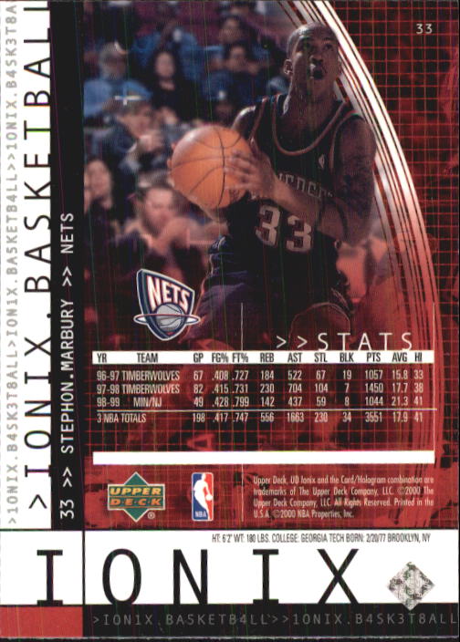 1999/2000 Ionix (Upper Deck) Basketball - Picture 33 of 87