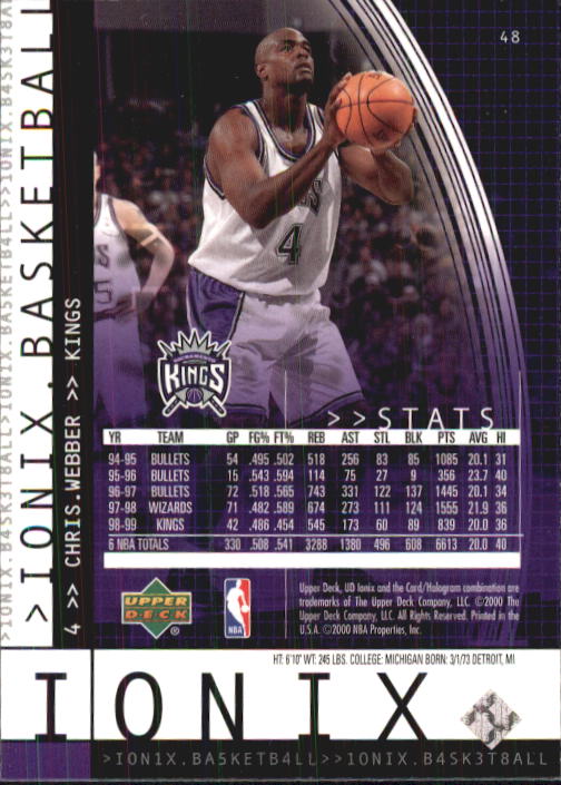 1999/2000 Ionix (Upper Deck) Basketball - Picture 55 of 87