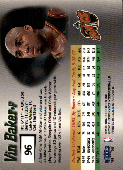 1999/2000 Fleer Mystique Basketball Part 2 Parallel and Insert Cards - Picture 13 of 17