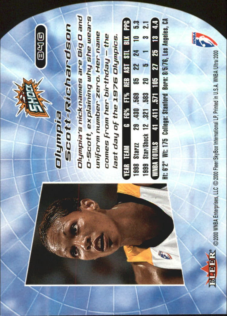 2000 Ultra WNBA Basketball Part 2 Autograph, Insert and Parallel Cards - Picture 79 of 172