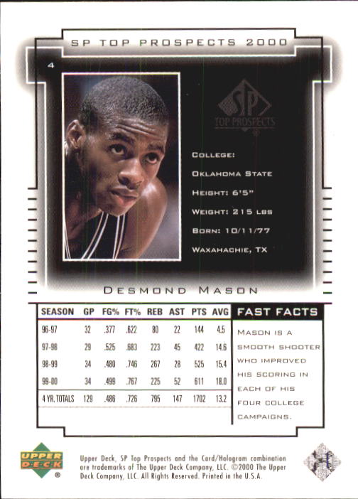 2000 SP Top Prospects (Upper Deck) Basketball - Picture 9 of 100