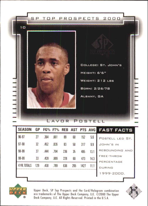 2000 SP Top Prospects (Upper Deck) Basketball - Picture 19 of 100