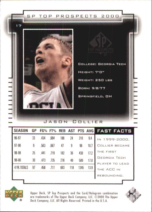 2000 SP Top Prospects (Upper Deck) Basketball - Picture 33 of 100