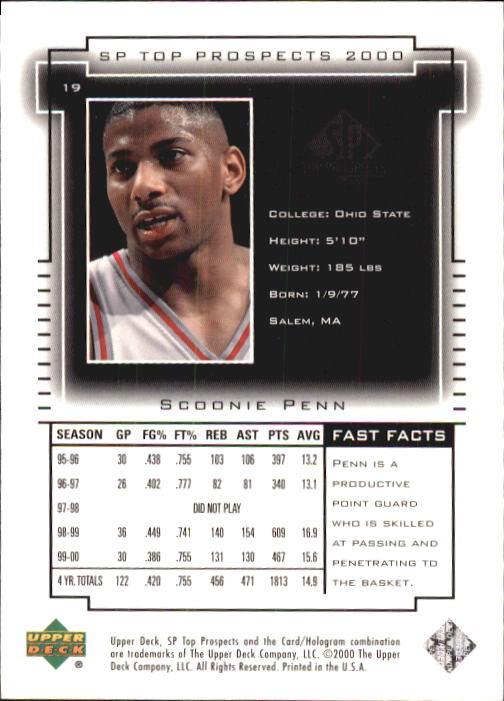 2000 SP Top Prospects (Upper Deck) Basketball - Picture 37 of 100