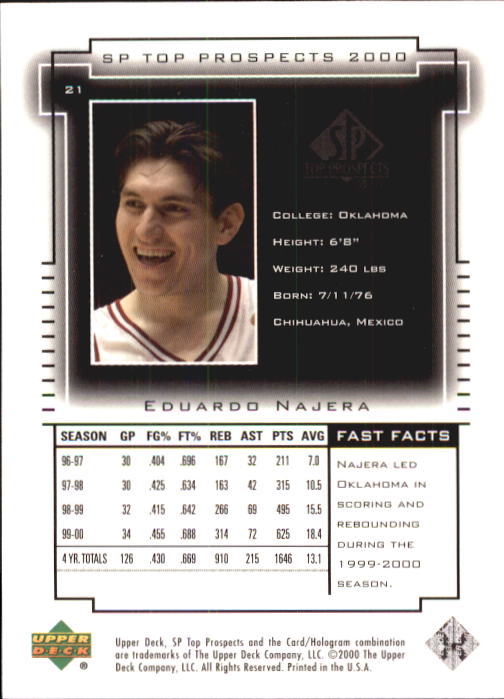 2000 SP Top Prospects (Upper Deck) Basketball - Picture 41 of 100
