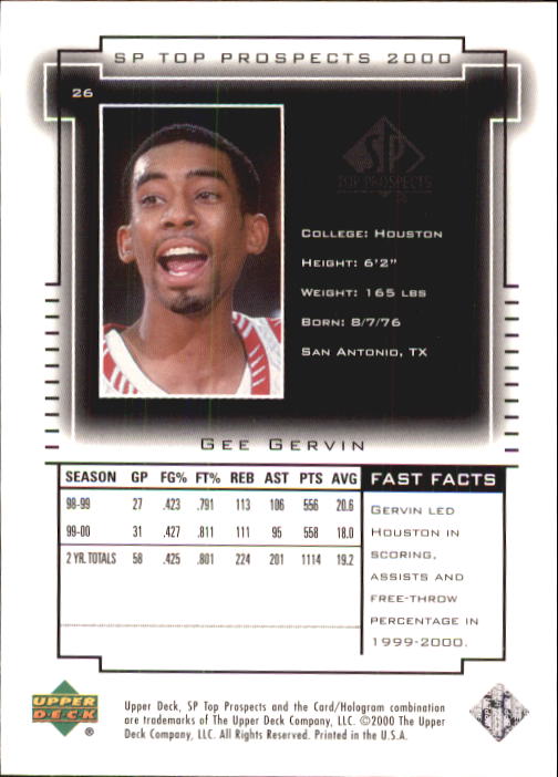 2000 SP Top Prospects (Upper Deck) Basketball - Picture 51 of 100