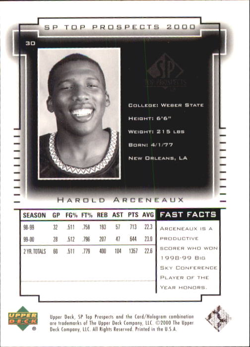 2000 SP Top Prospects (Upper Deck) Basketball - Picture 59 of 100