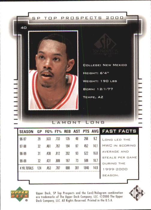 2000 SP Top Prospects (Upper Deck) Basketball - Picture 79 of 100