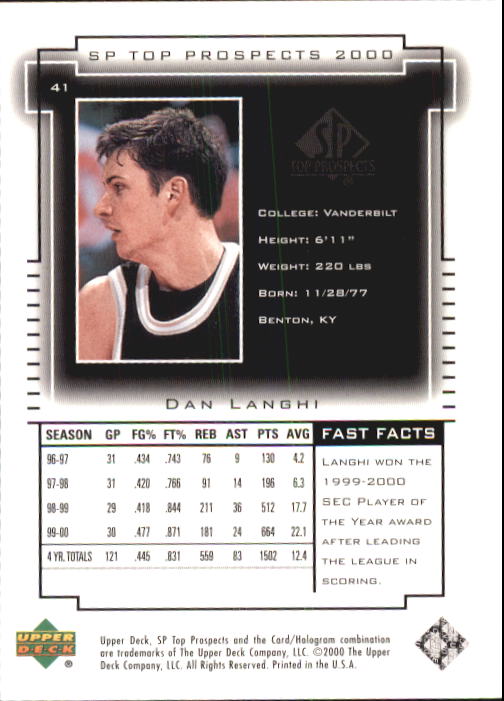 2000 SP Top Prospects (Upper Deck) Basketball - Picture 81 of 100